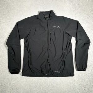 Marmot Jacket Mens XL Black Tempo Full Zip Softshell Outdoor Casual Logo Hiking‎